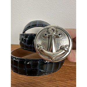 Brighton Anchor Blue Crocodile Belt- B31216- 32